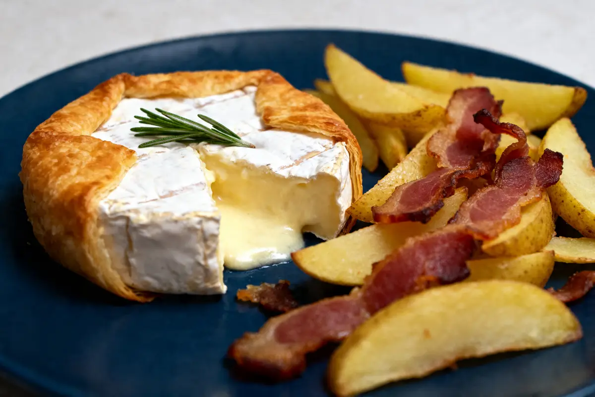 Camembert feuilleté fondant aux lardons et pommes de terre