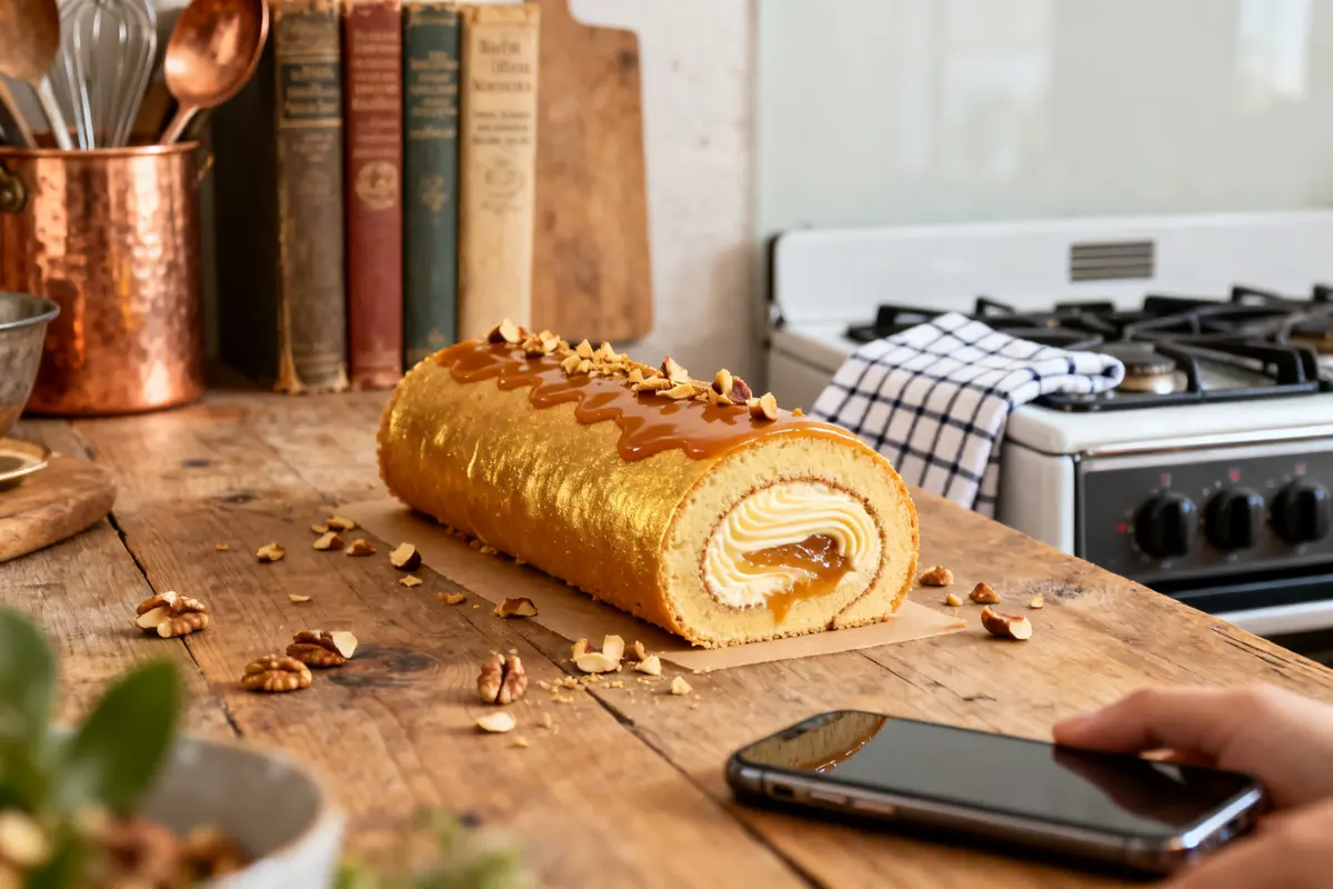 Bûche roulée facile au chocolat et noisettes : Recette inratable