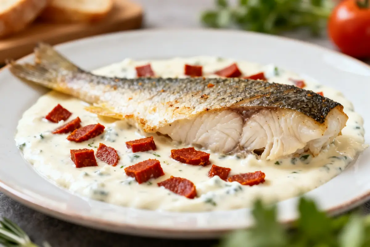 Dos de cabillaud au chorizo et crème fraîche au four : Recette facile